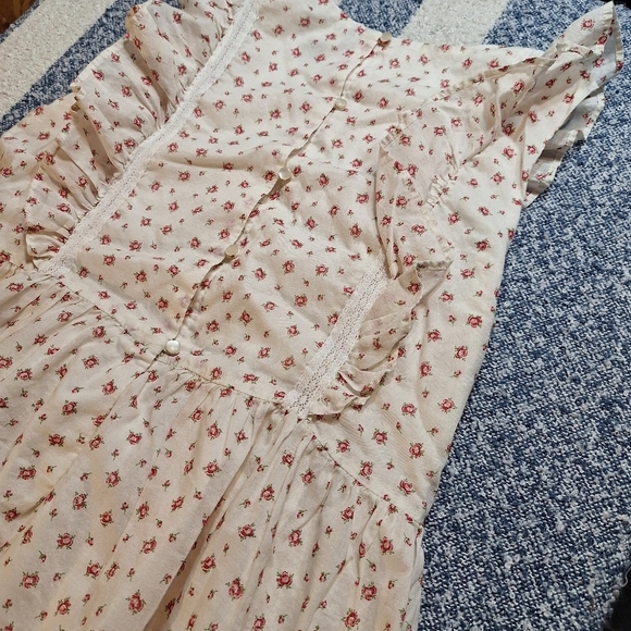 Polo Ralph Lauren Rose print sleeveless dress with ruffles sleeves size 16 - Picture 4 of 9